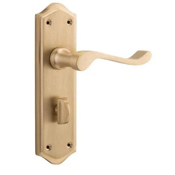 Tradco Door Handle Henley Privacy Pair Satin Brass