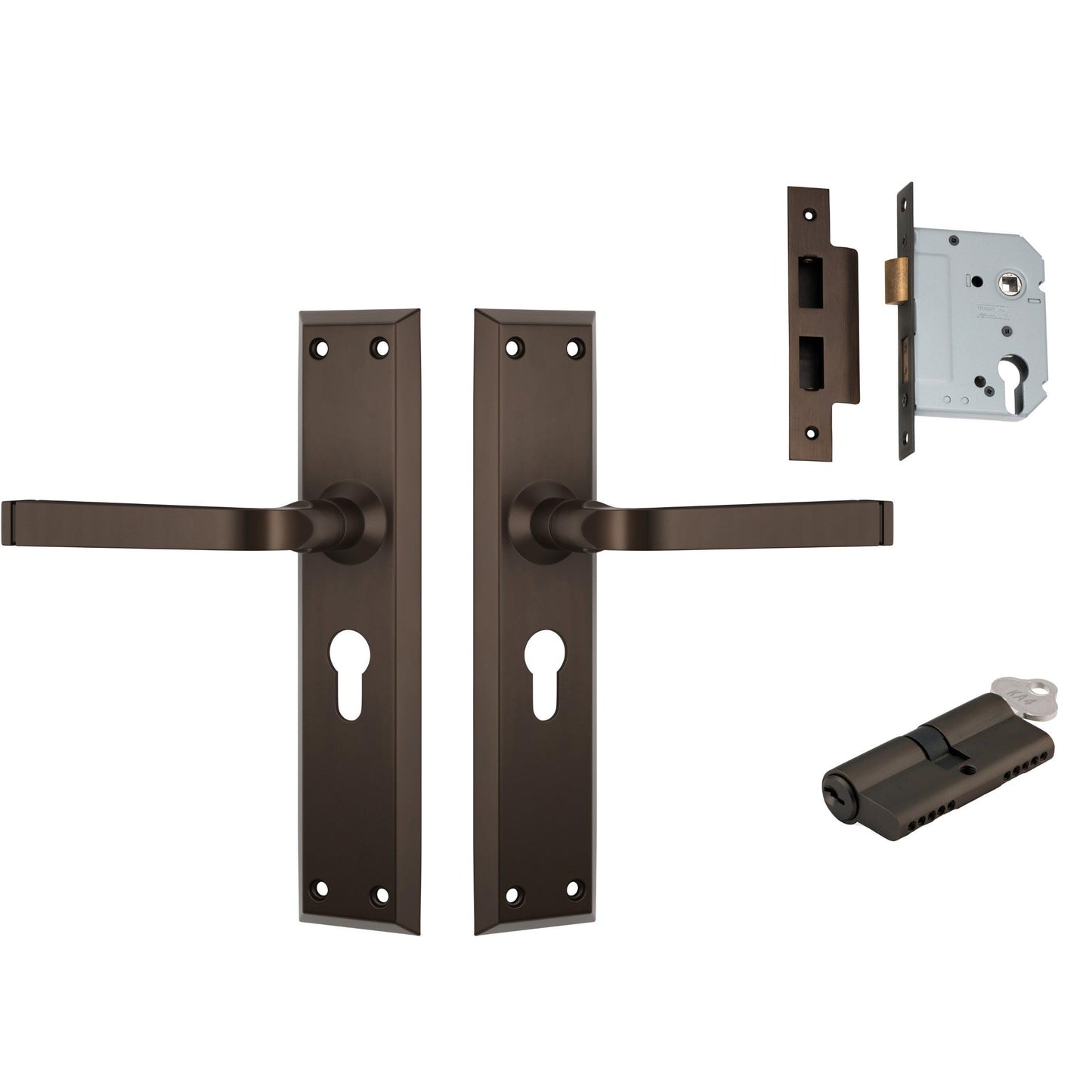 Tradco Door Handle Menton Antique Brass Key/Key Entrance Set