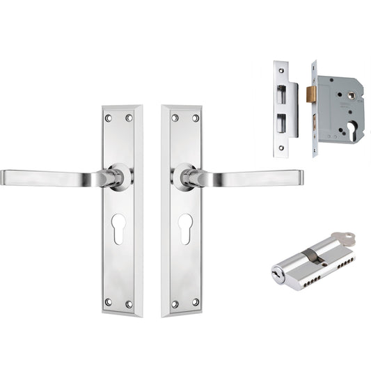 Tradco Door Handle Menton Chrome Plated Key/Key Entrance Set