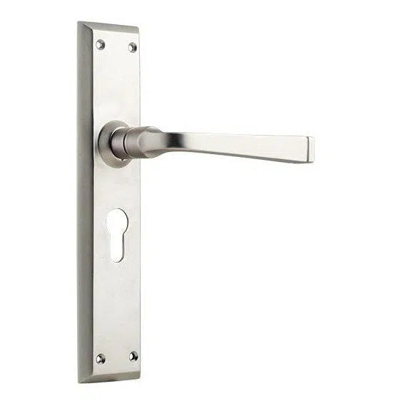 Tradco Door Handle Menton Euro Pair Satin Nickel