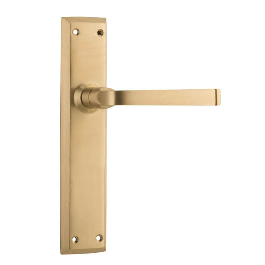 Tradco Door Handle Menton Latch Pair Unlacquered Satin Brass