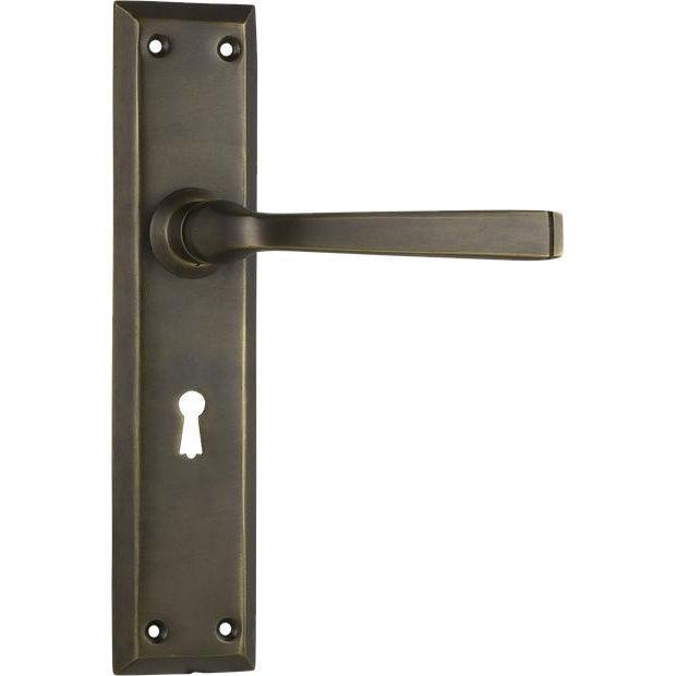 Tradco Door Handle Menton Lock Pair Antique Brass