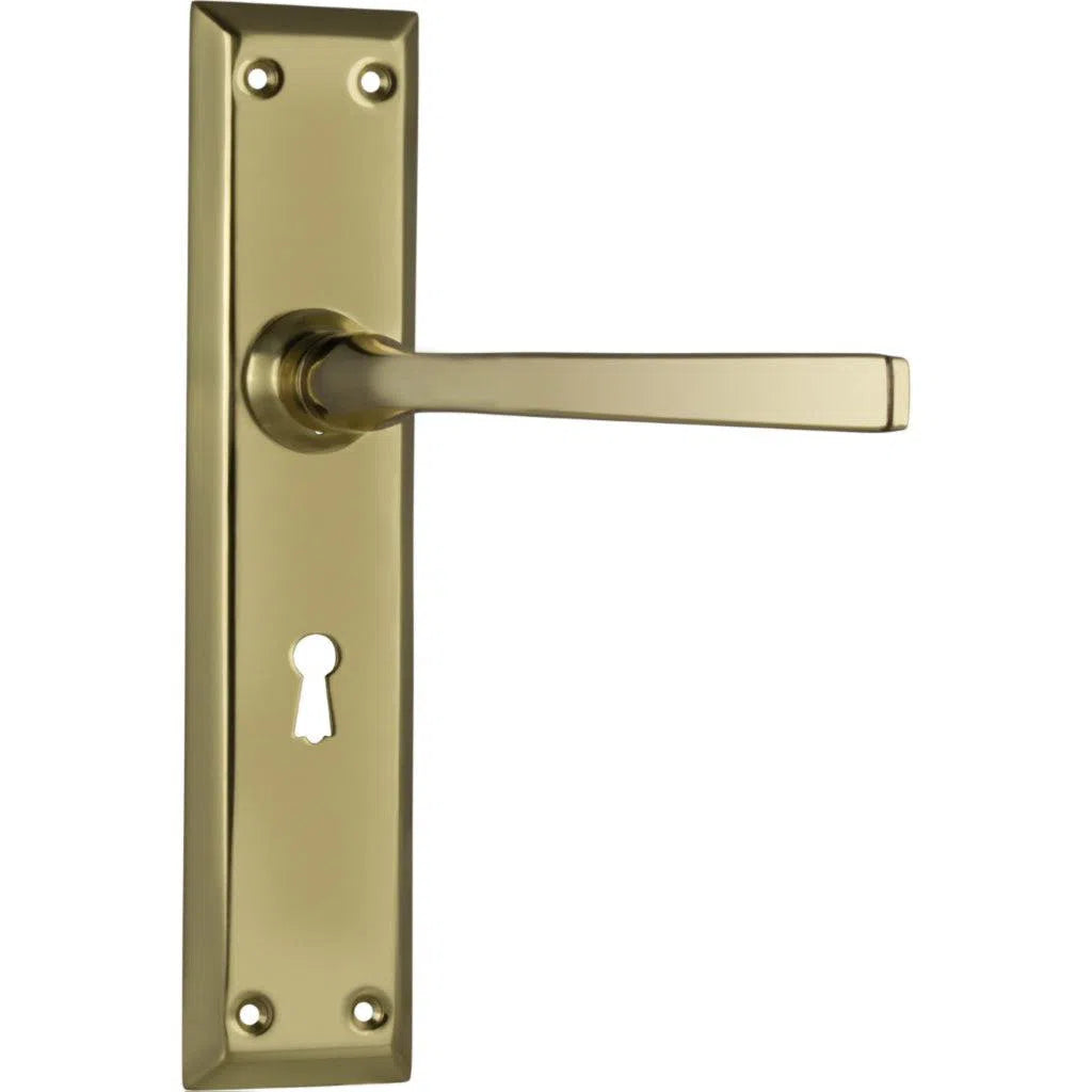 Tradco Door Handle Menton Lock Pair Polished Brass