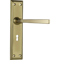 Tradco Door Handle Menton Lock Pair Polished Brass