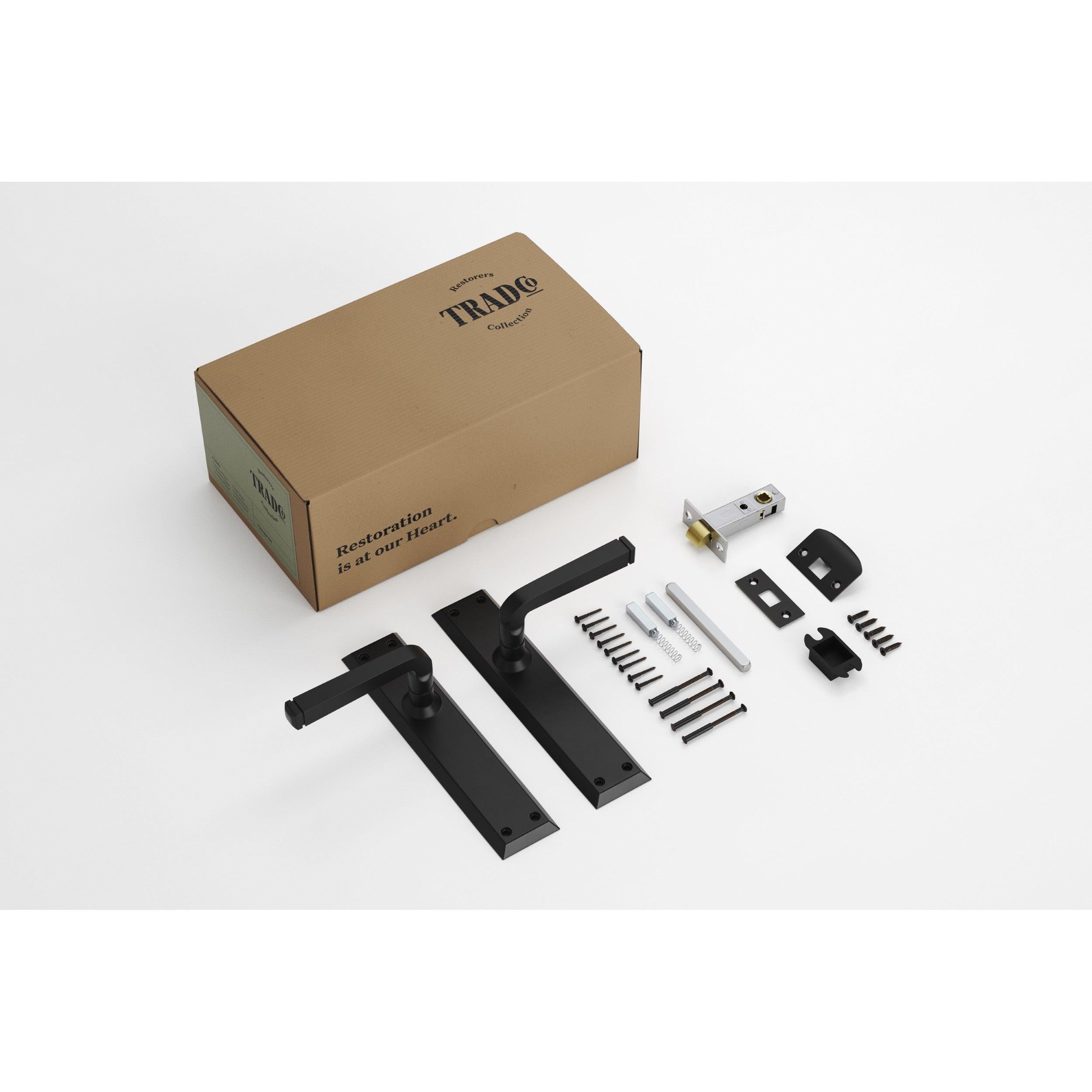 Tradco Door Handle Menton Matt Black Passage Set