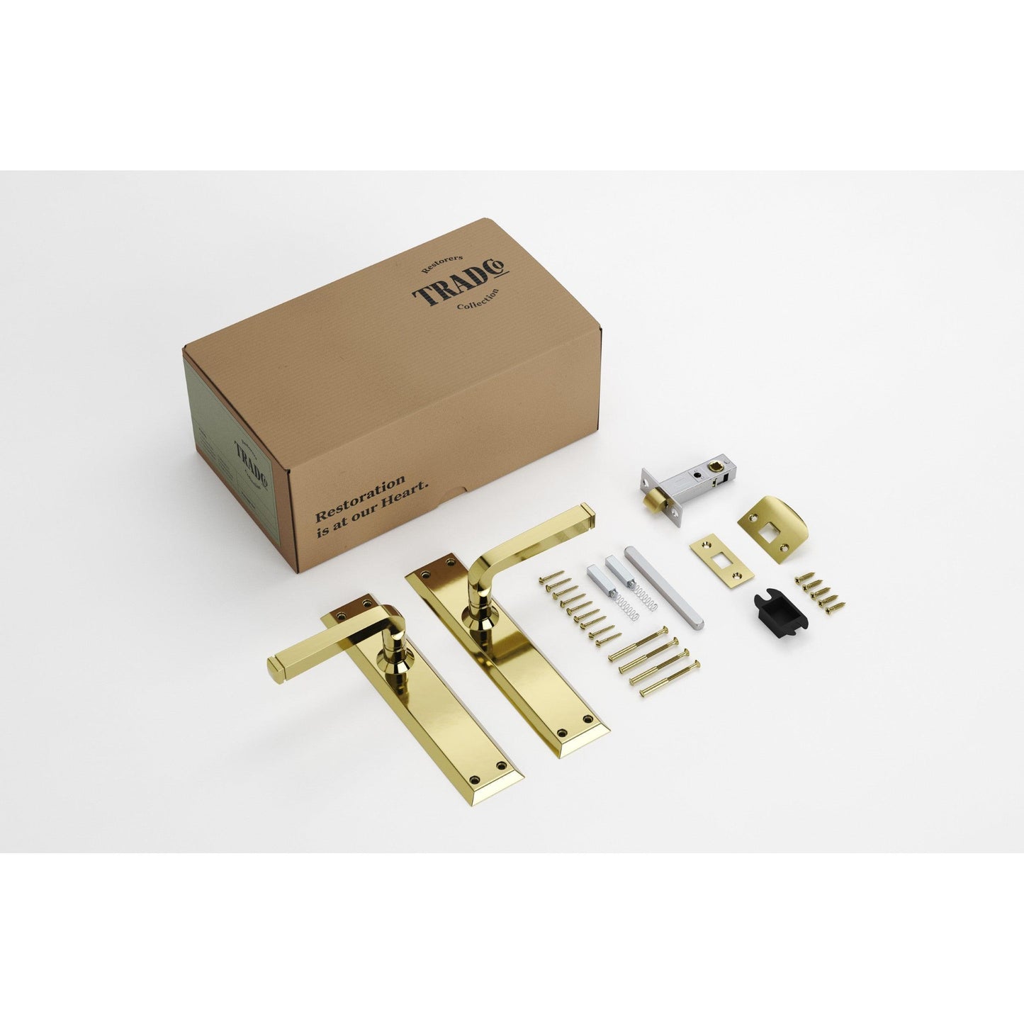 Tradco Door Handle Menton Polished Brass Passage Set