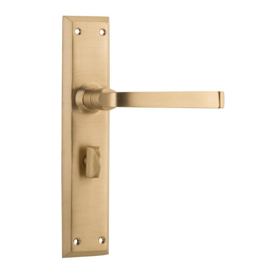 Tradco Door Handle Menton Privacy Pair Unlacquered Satin Brass