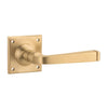 Tradco Door Handle Menton Square Rose Pair Unlacquered Satin Brass