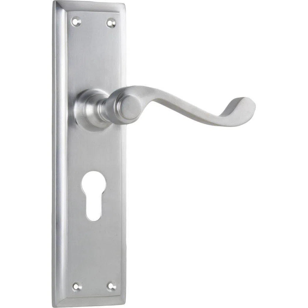 Tradco Door Handle Milton Euro Pair Satin Chrome