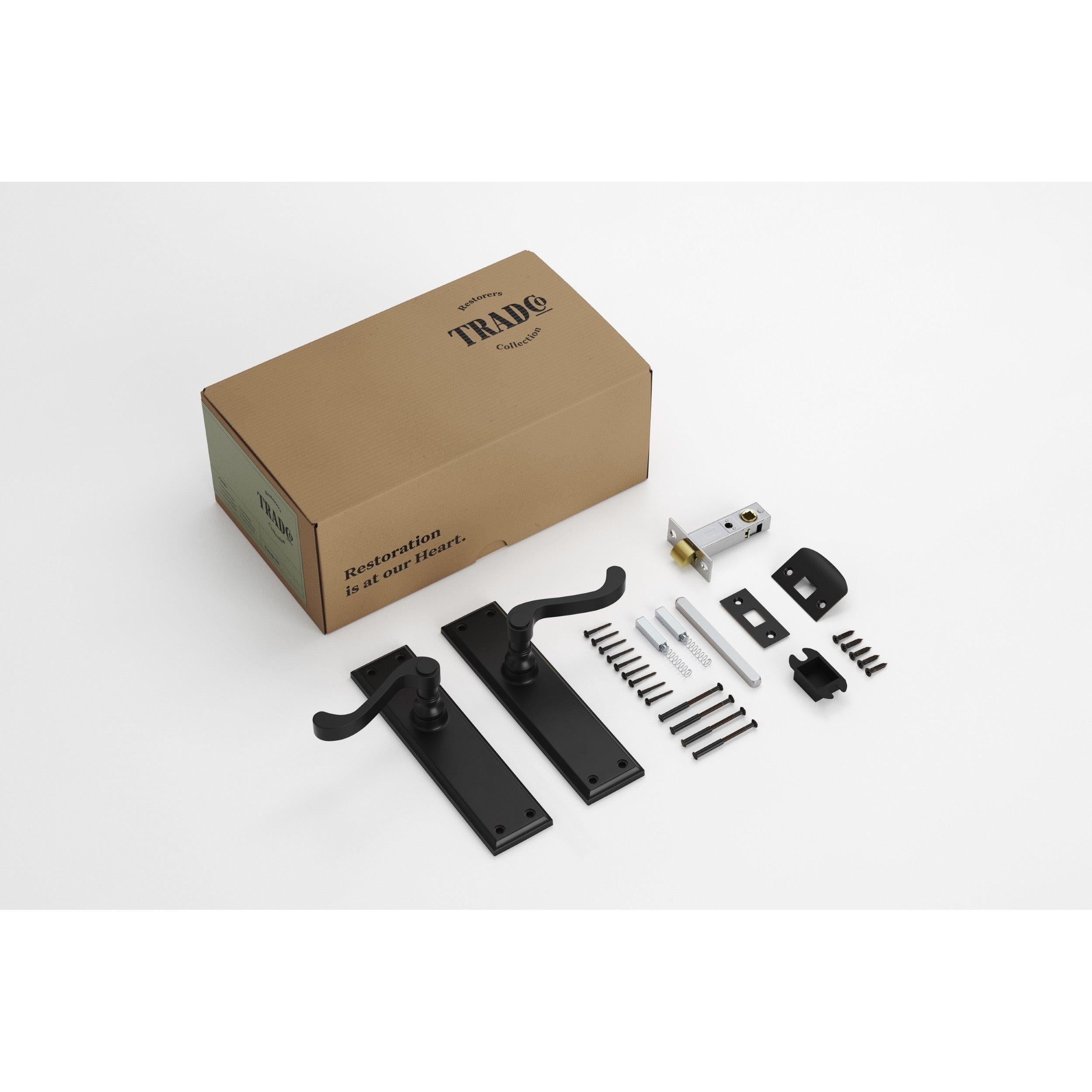 Tradco Door Handle Milton Matt Black Passage Set