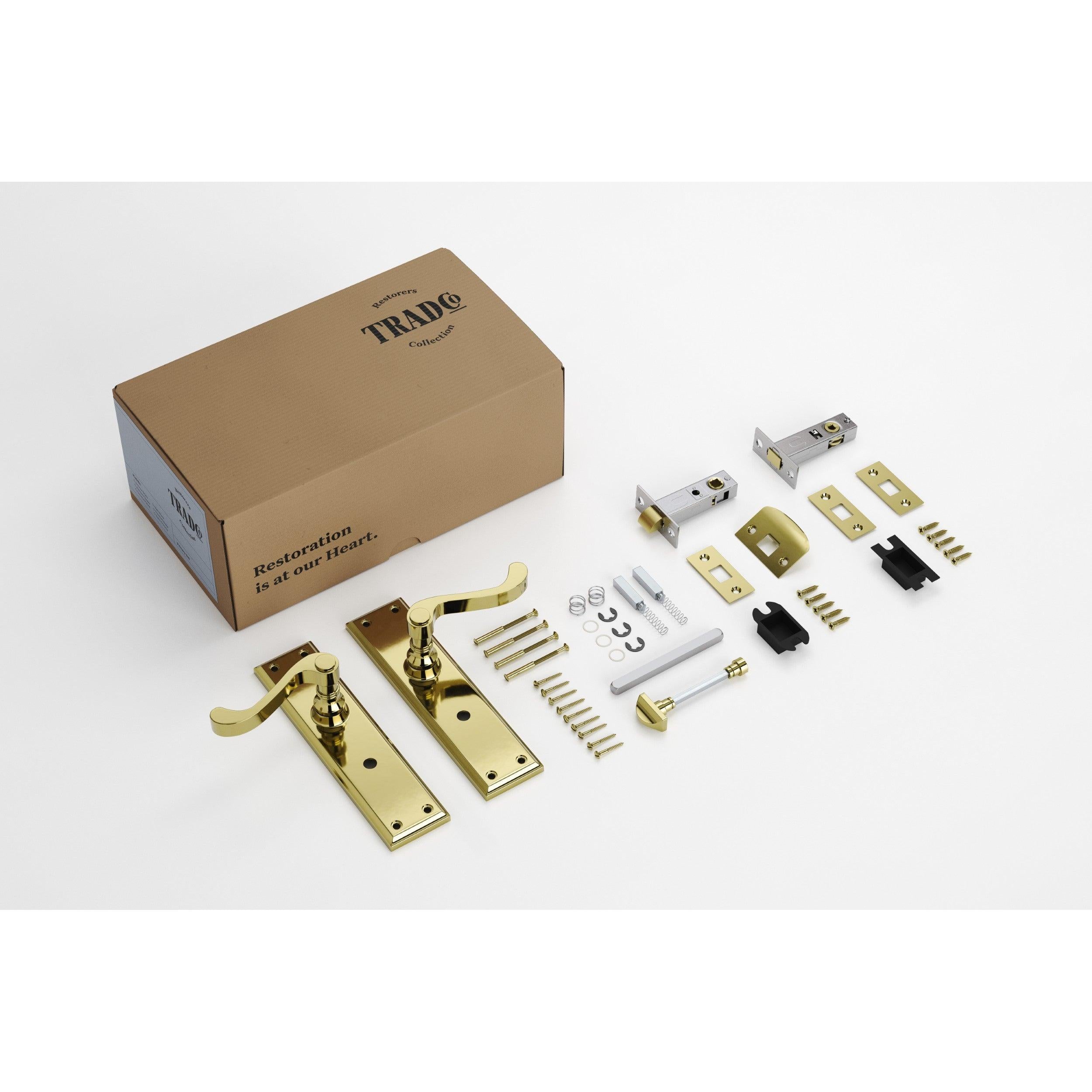 Tradco Door Handle Milton Polished Brass Privacy Set