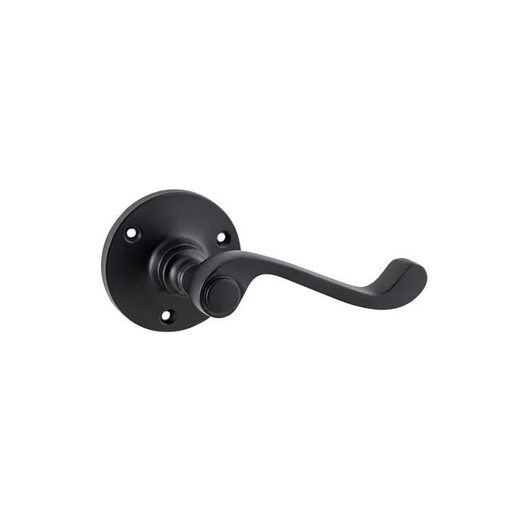 Tradco Door Handle Milton Round Rose Pair Matt Black