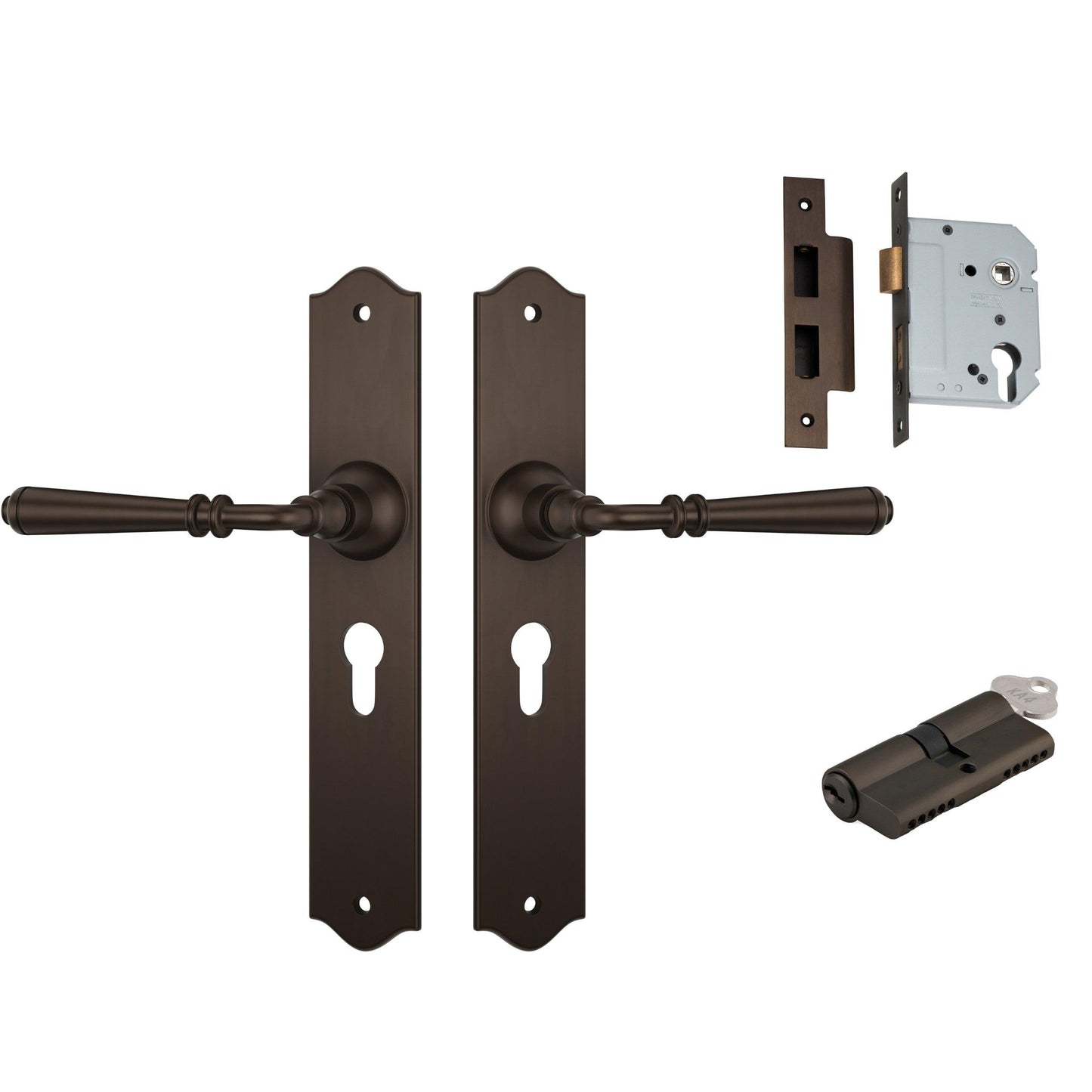 Tradco Door Handle Reims Antique Brass Key/Key Entrance Set