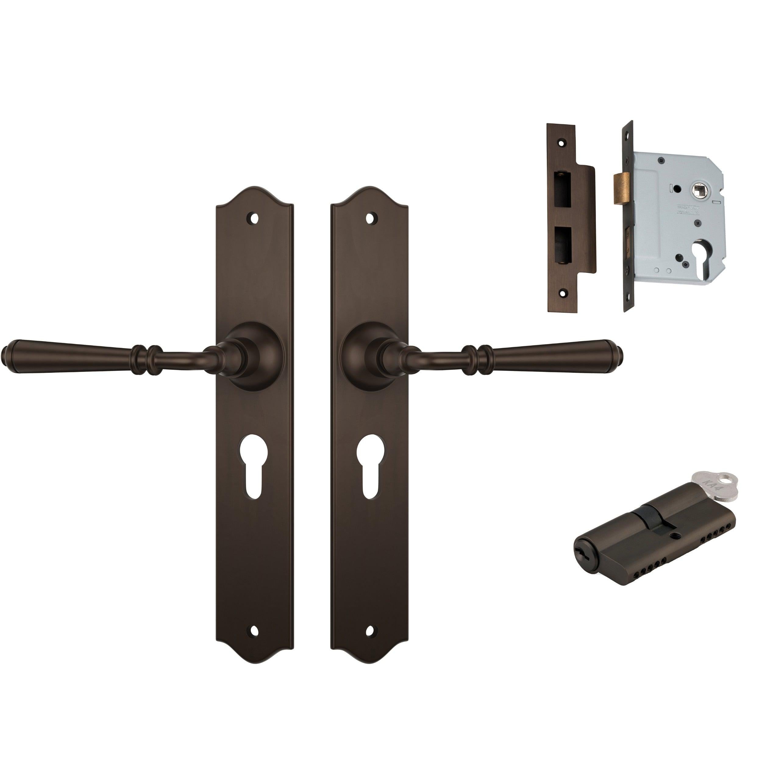 Tradco Door Handle Reims Antique Brass Key/Key Entrance Set