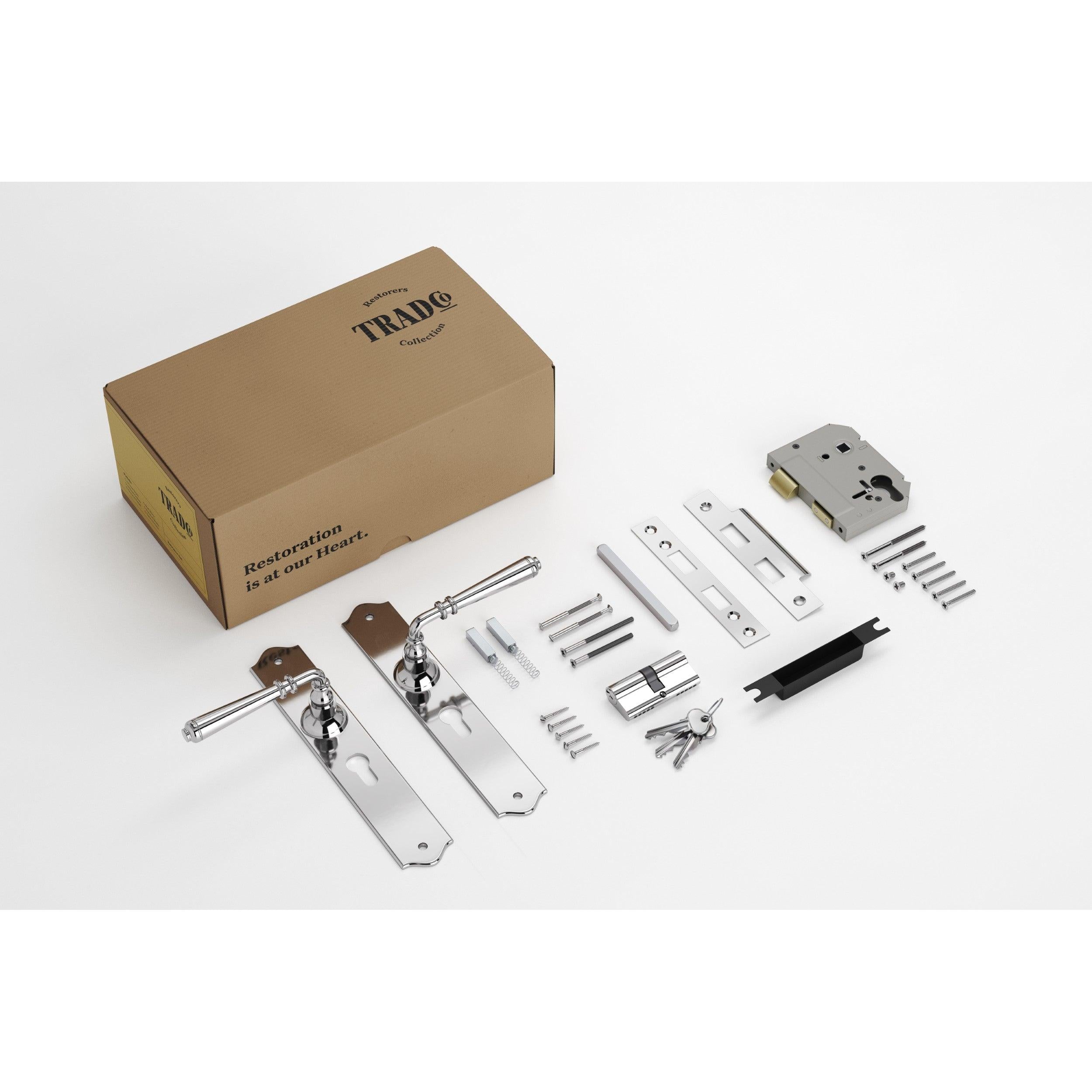 Tradco Door Handle Reims Chrome Plated Key/Key Entrance Set
