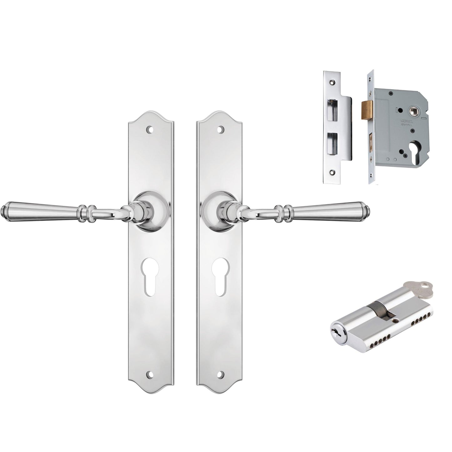 Tradco Door Handle Reims Chrome Plated Key/Key Entrance Set