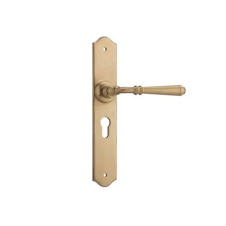 Tradco Door Handle Reims Euro Pair Satin Brass