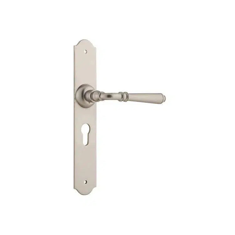 Tradco Door Handle Reims Euro Pair Satin Nickel