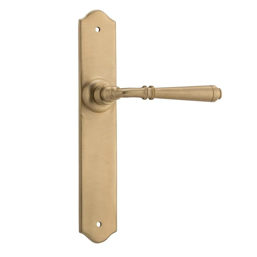 Tradco Door Handle Reims Latch Pair Unlacquered Satin Brass