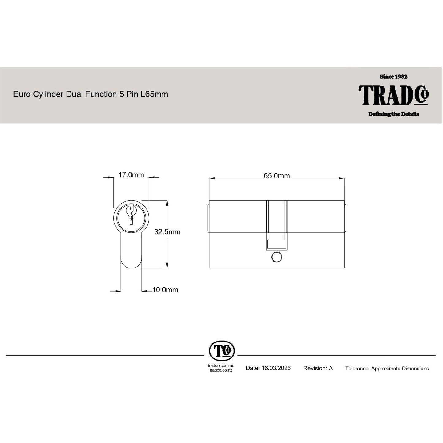 Tradco Door Handle Reims Matt Black Key/Key Entrance Set