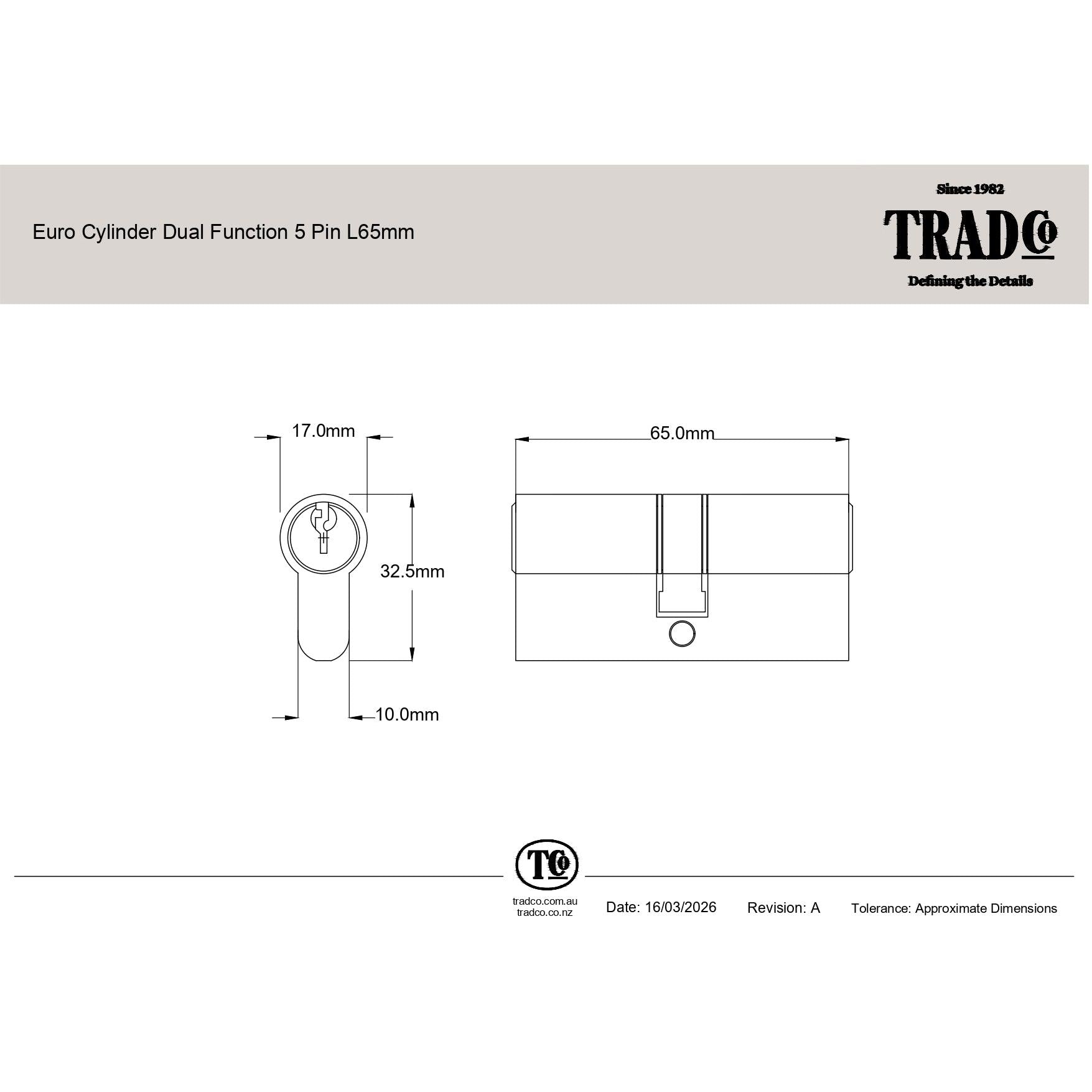 Tradco Door Handle Reims Matt Black Key/Key Entrance Set