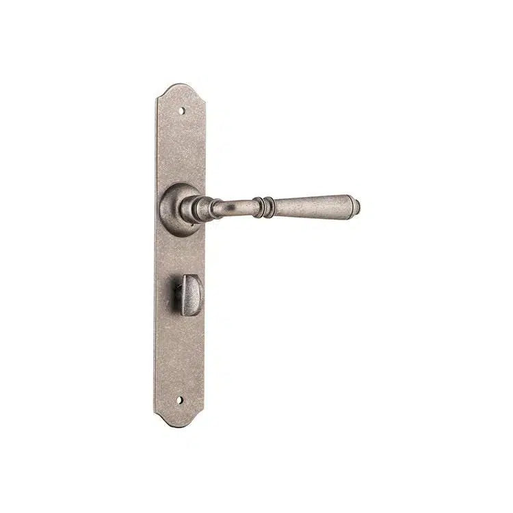 Tradco Door Handle Reims Privacy Pair Rumbled Nickel