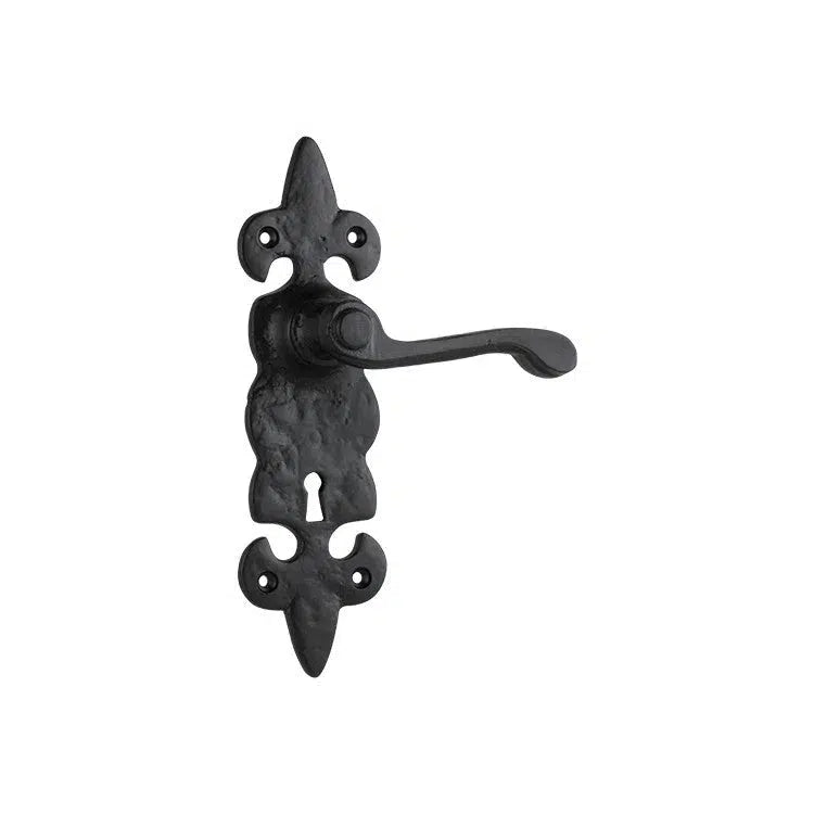 Tradco Door Handle Stratford Iron Lock Pair Matt Black
