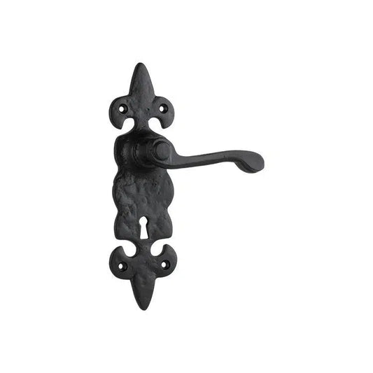 Tradco Door Handle Stratford Iron Lock Pair Matt Black