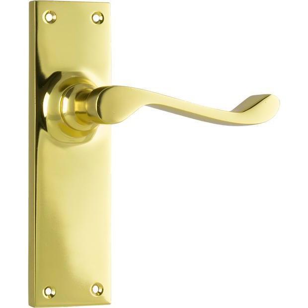 Tradco Door Handle Victorian Latch Pair Polished Brass