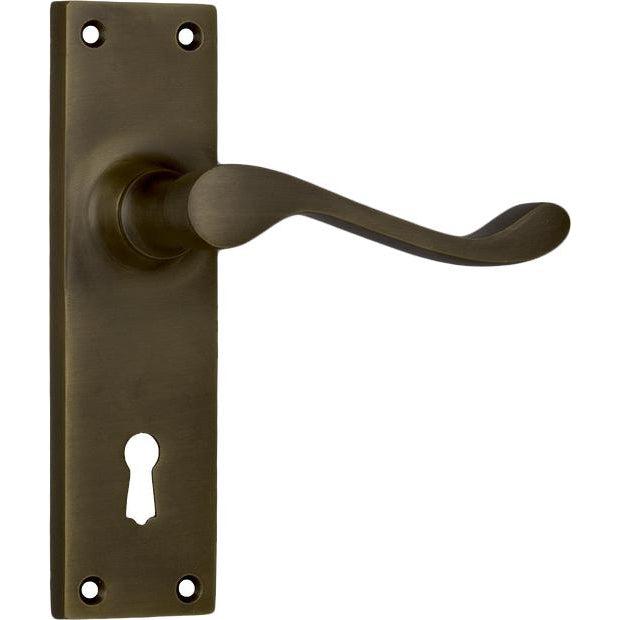 Tradco Door Handle Victorian Lock Pair Antique Brass