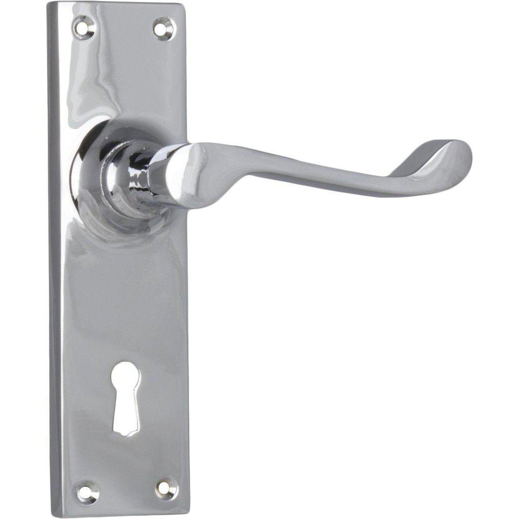 Tradco Door Handle Victorian Lock Pair Chrome Plated