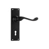 Tradco Door Handle Victorian Lock Pair Matt Black