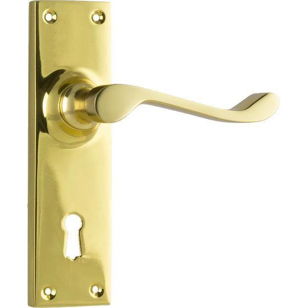 Tradco Door Handle Victorian Lock Pair Polished Brass