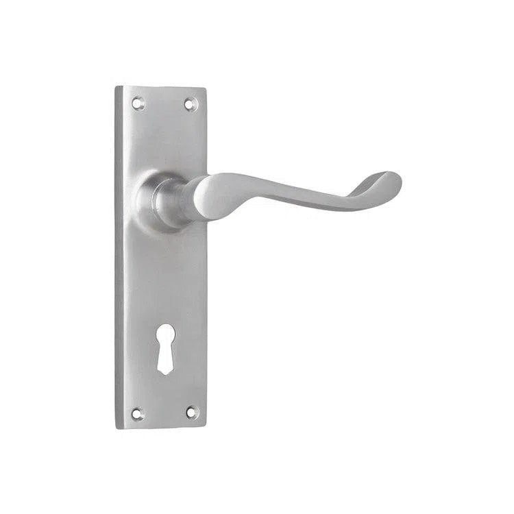 Tradco Door Handle Victorian Lock Pair Satin Chrome