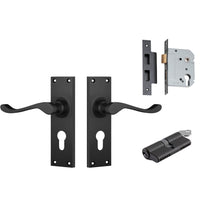 Tradco Door Handle Victorian Matt Black Key/Key Entrance Set