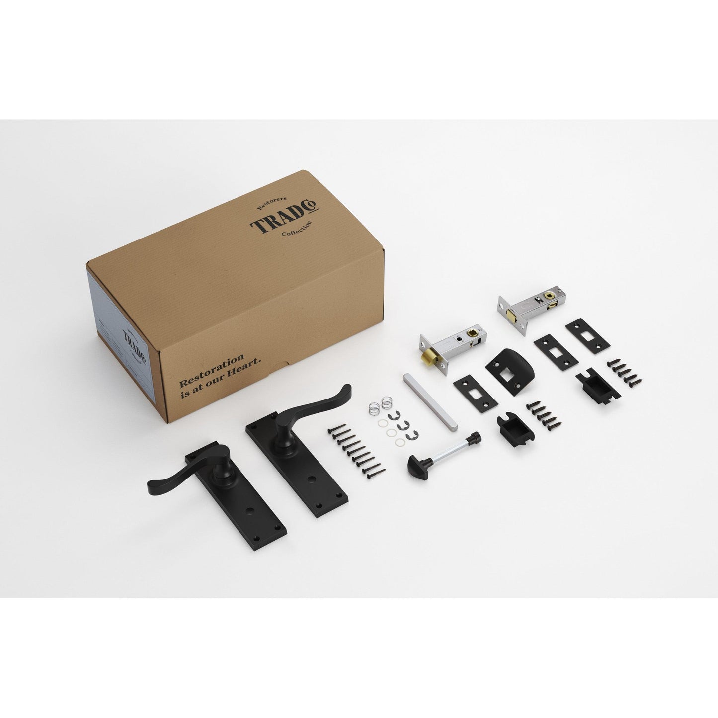 Tradco Door Handle Victorian Matt Black Privacy Set