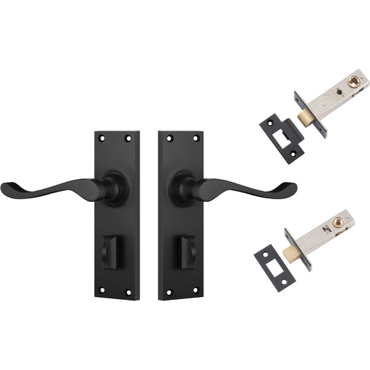 Tradco Door Handle Victorian Matt Black Privacy Set