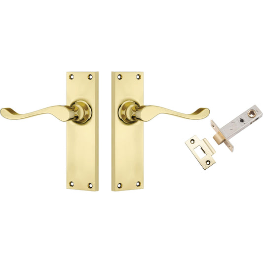 Tradco Door Handle Victorian Polished Brass Passage Set