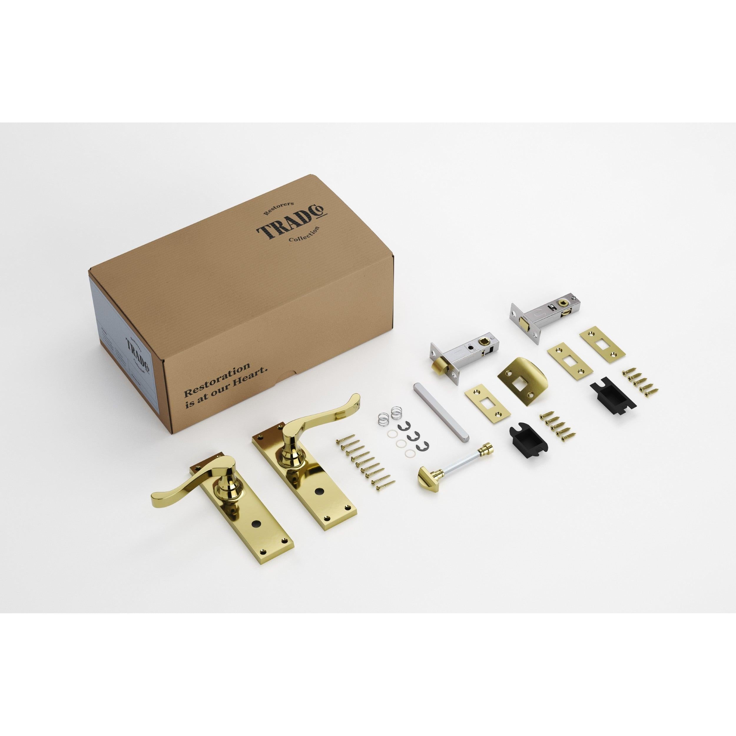 Tradco Door Handle Victorian Polished Brass Privacy Set