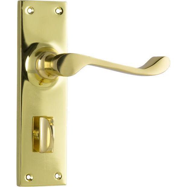 Tradco Door Handle Victorian Privacy Pair Polished Brass