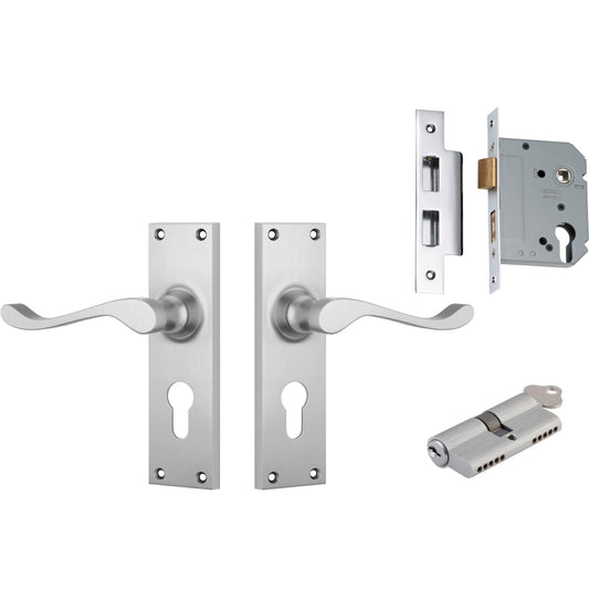 Tradco Door Handle Victorian Satin Chrome Key/Key Entrance Set