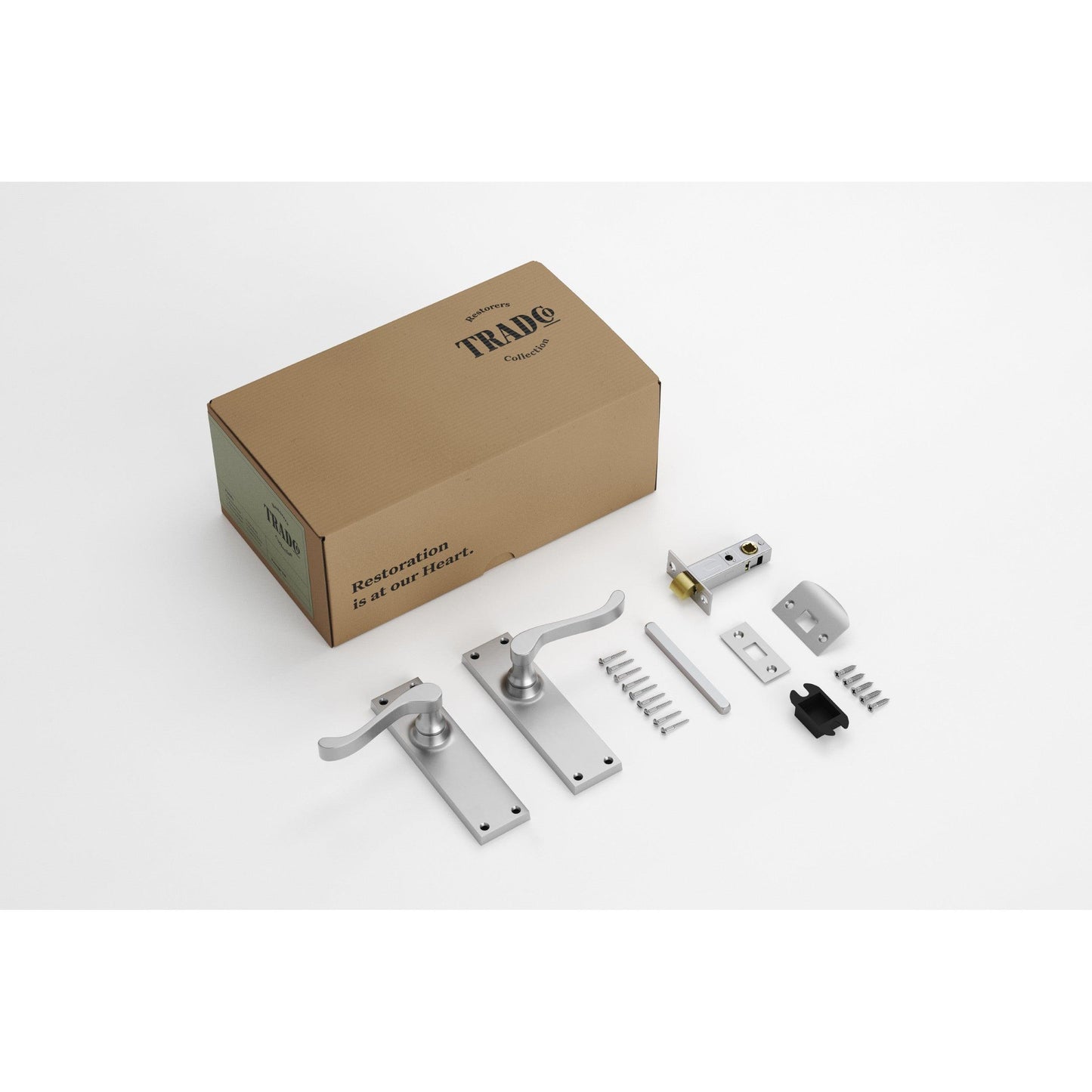 Tradco Door Handle Victorian Satin Chrome Passage Set