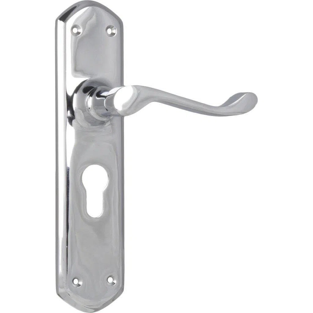 Tradco Door Handle Windsor Euro Pair Chrome Plated