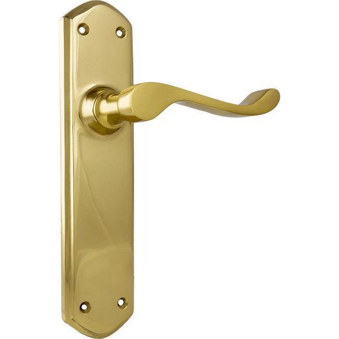 Tradco Door Handle Windsor Latch Pair Polished Brass