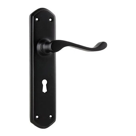 Tradco Door Handle Windsor Lock Pair Matt Black