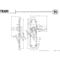 Tradco Door Handle Windsor Lock Pair Unlacquered Polished Brass