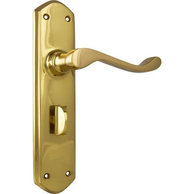 Tradco Door Handle Windsor Privacy Pair Polished Brass