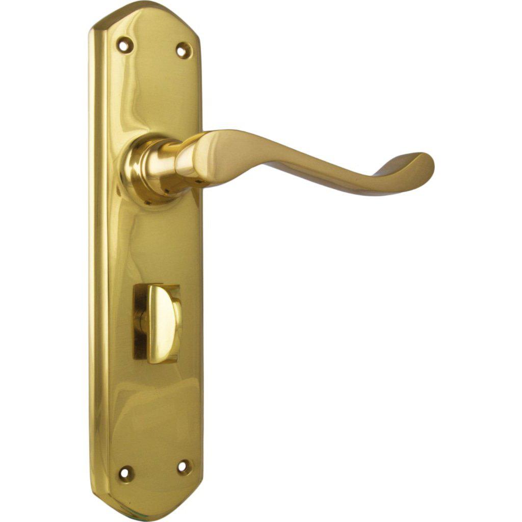 Tradco Door Handle Windsor Privacy Pair Unlacquered Polished Brass
