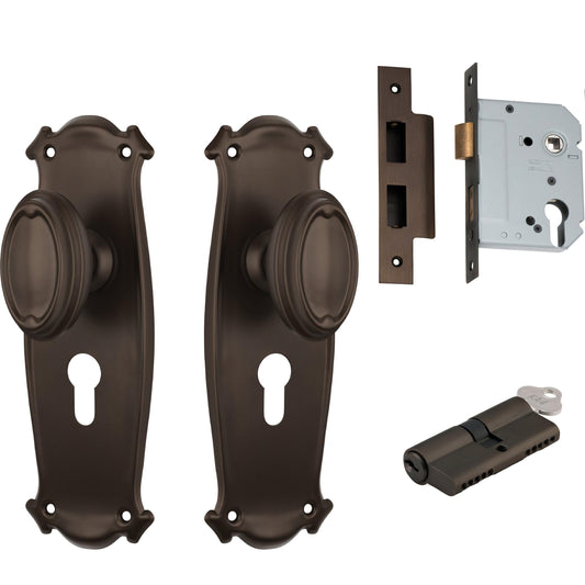 Tradco Door Knob Bungalow Antique Brass Key/Key Entrance Set