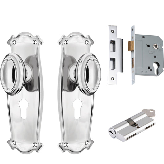 Tradco Door Knob Bungalow Chrome Plated Key/Key Entrance Set
